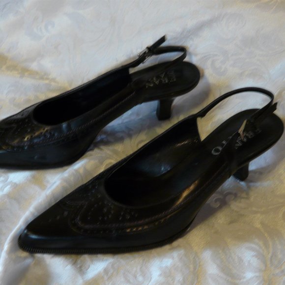 Franco Sarto Black and Wine Leather Kitten heel Pumps - Picture 9 of 16